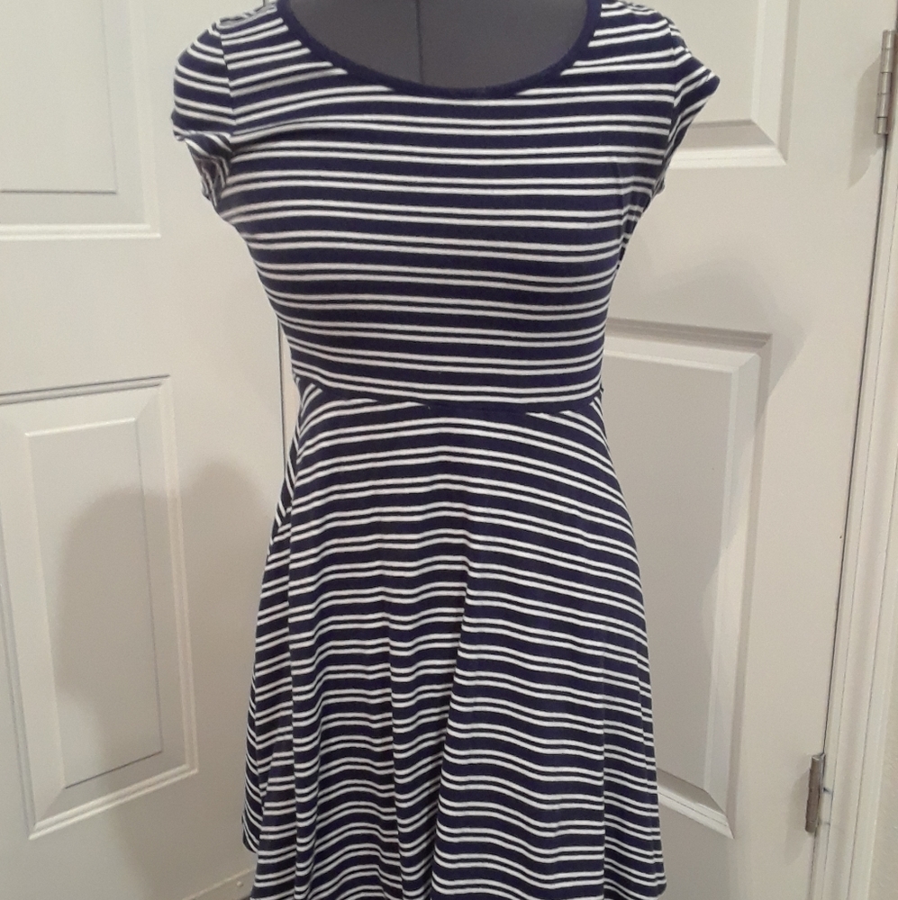 Navy Blue Striped Dress